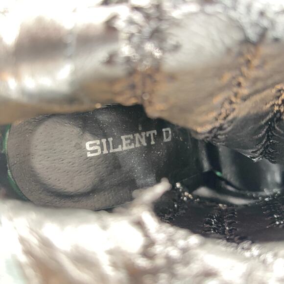 Silent D Black Suede Leather Knit Ankle Boots 37 Heeled Booties Block Heel Zip - Picture 12 of 16